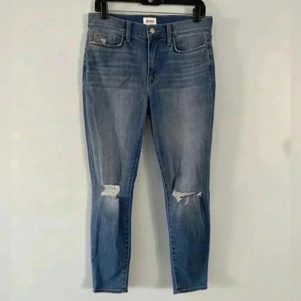 NWOT Hudson Blair High Rise Distressed Super Skinny Ankle Size 29